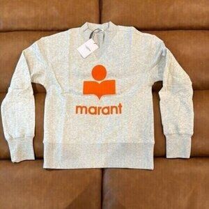 Isabel Marant Etoli Mobyli Sweater grey ecru / orange marant logo Womans 34
